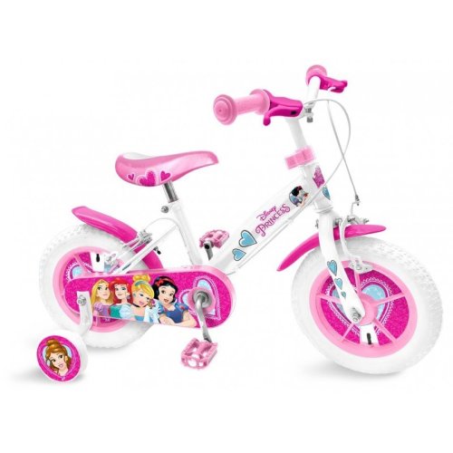 Stamp - bicicleta cu pedale , disney princess, 12 , cu roti ajutatoare, roz