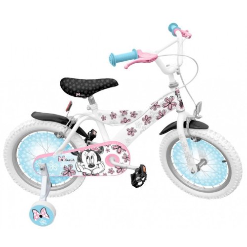 Stamp - bicicleta cu pedale mash-up , minnie mouse, 16 , cu roti ajutatoare, multicolor