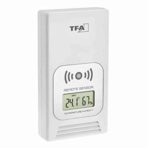 Tfa - transmitator wireless digital pentru temperatura si umiditate, afisaj lcd, alb, tfa 30.3241.02