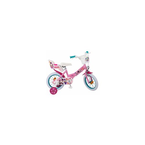 Toimsa - bicicleta cu pedale , minnie mouse, 14 , cu roti ajutatoare, multicolor