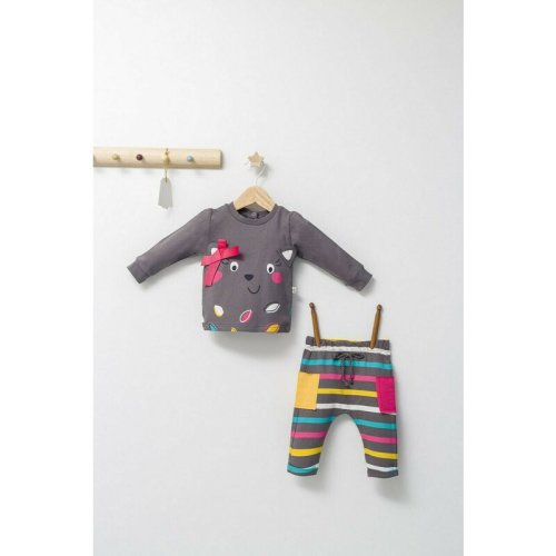 Tongs baby - set 2 piese cu bluzita si pantalonasi pentru fetite colorful autum, (culoare: gri, marime: 18-24 luni)
