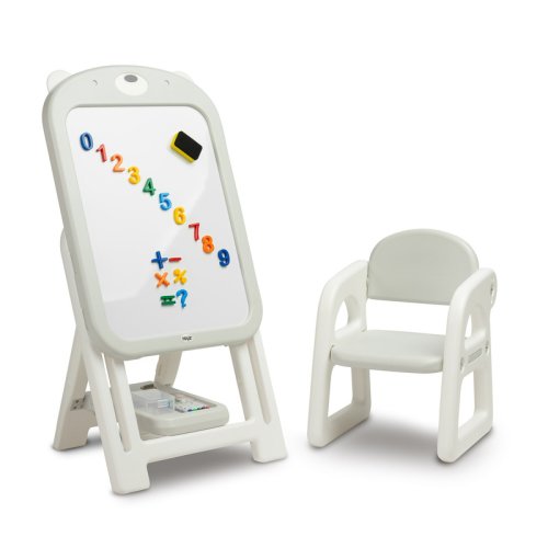 Toyz - tabla educationala cu scaunel, ted, include magneti si markere, inaltime reglabila, 50x44x68-100 cm, 3 ani+, gri