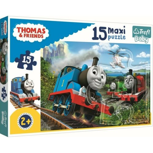 Trefl - puzzle personaje locomotive in viteza , puzzle copii , maxi, piese 15
