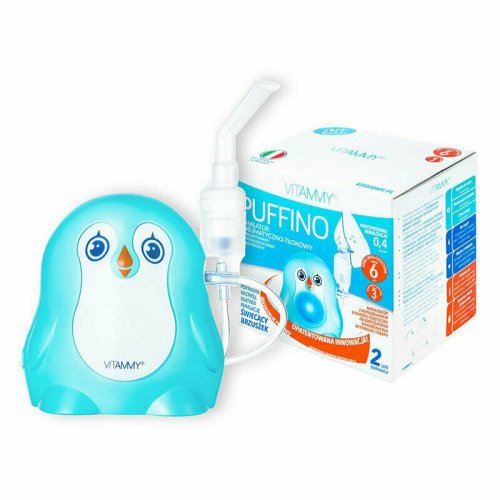 Vitammy - aparat aerosoli puffino, masca copii si adulti, 2 dimensiuni de particule, nebulizator cu compresor