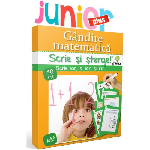 Editura gama, scrie si sterge junior plus, gandire matematica 3-5 ani