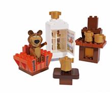 Androni Giocattoli Set constructie cuburi unico masha si ursul galetusa cuburi camera mishei 35 piese