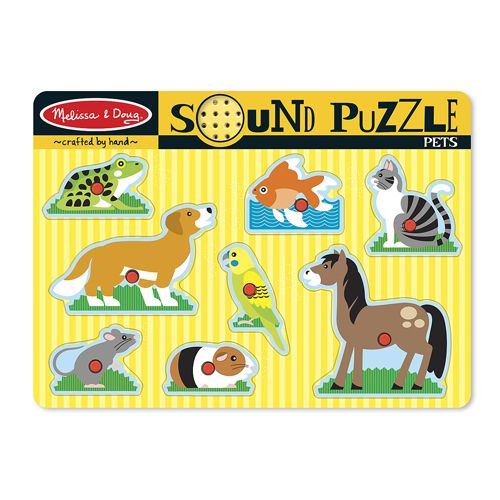 Melissa & Doug Puzzle de lemn cu sunete animale de companie