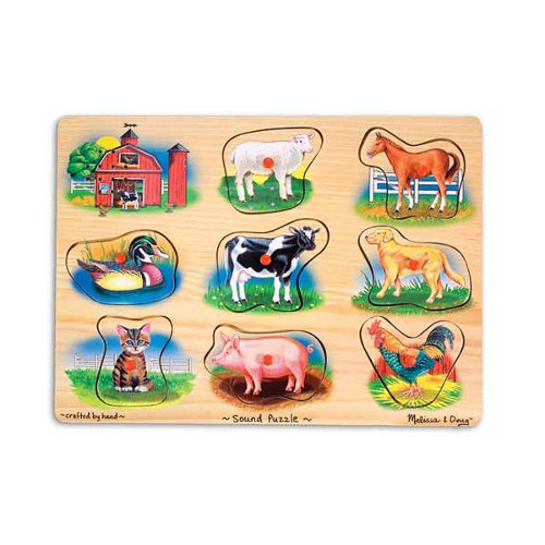 Melissa & Doug Puzzle lemn cu sunete animale de la ferma