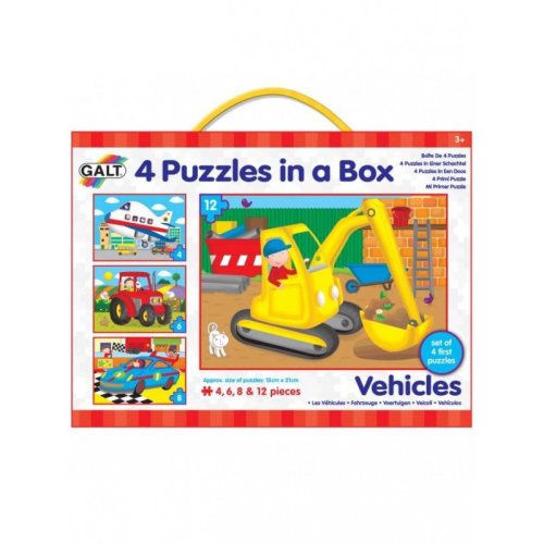 Set 4 puzzle-uri vehicule Galt, 4, 6, 8, 12 piese, 3 ani+