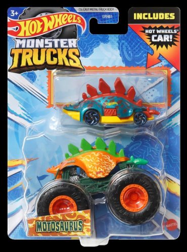 Hot Wheels - Monster Truck Hot wheels monster truck si masinuta metalica motosaurus