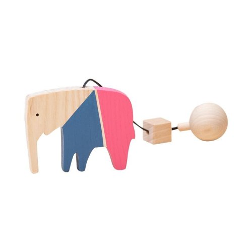 Jucarie montessori din lemn, elefant pentru centru activitati, albastru-roz, mobbli