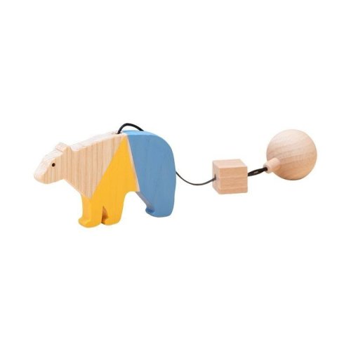 Jucarie montessori din lemn, urs polar pentru centru activitati, portocaliu-albastru, mobbli