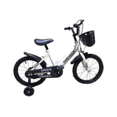 Bicicleta copii alba cu pedale si roti ajutatoare 16 inch