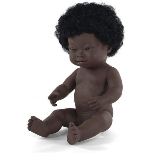 Miniland Papusa educationala 38 cm fetita africana cu sindrom down