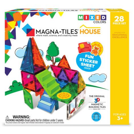 Set de constructie-magna-tiles house set magnetic cu autocolante