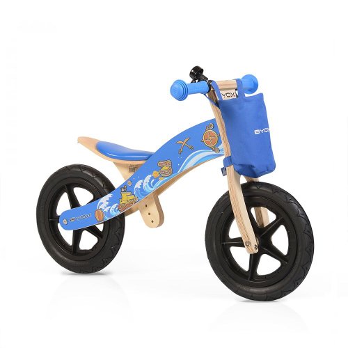 Bicicleta de lemn fara pedale moni woody blue