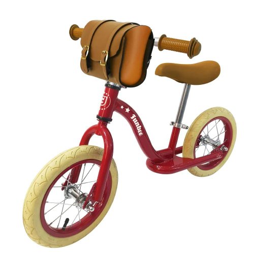 Bicicleta fara pedale unisex 12 inch funbee rosie cu geanta