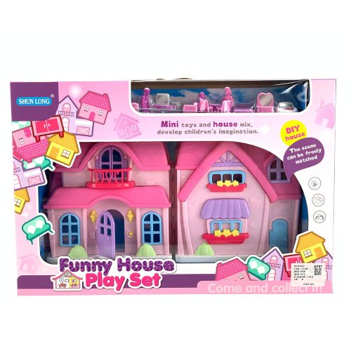 Casuta pentru papusi ocie funny house cu 3 mini figurine