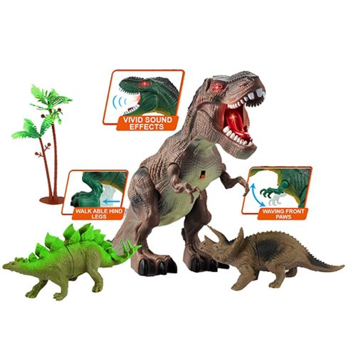 Dinozaur cu sunete si 2 mini figurine ocie jurassic