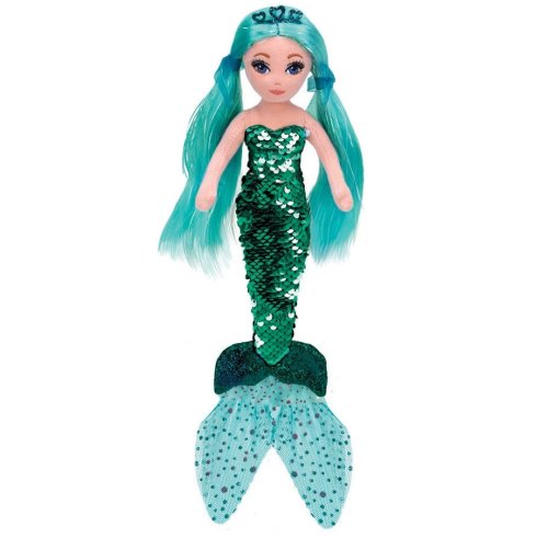 Jucarie ty cu paiete mermaids waverly sirena turcoaz 45 cm