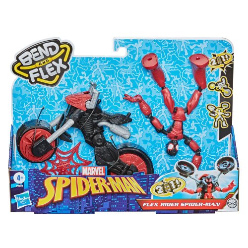 Motocicleta cu figurina hasbro spider man bend and flex