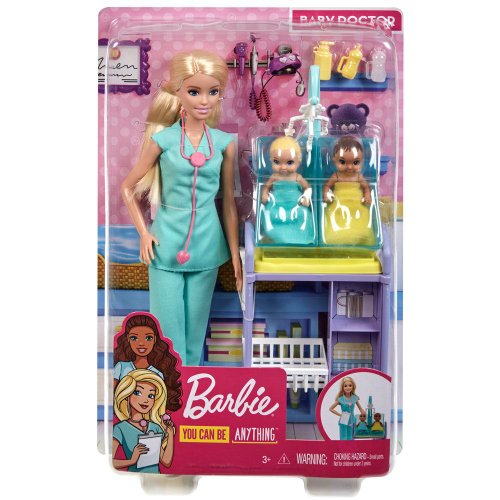 Papusa barbie doctor pediatru si bebelusi you can be anything