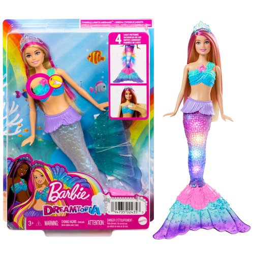 Papusa barbie dreamtopia fairies and mermaids cu lumini