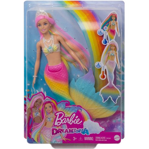 Papusa sirena cu culori schimbatoare barbie dreamtopia