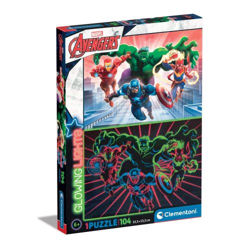 Puzzle 104 piese clementoni glowing marvel avengers