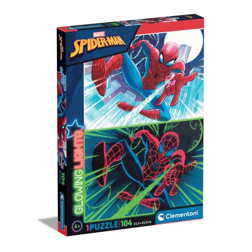 Puzzle 104 piese clementoni glowing marvel spiderman