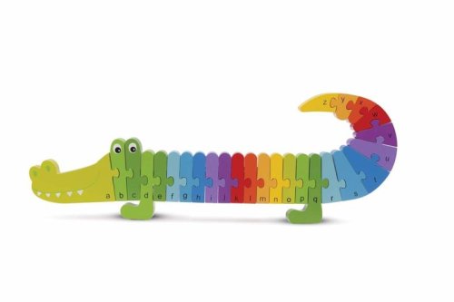 Puzzle crocodil din lemn cu litere new classic toys