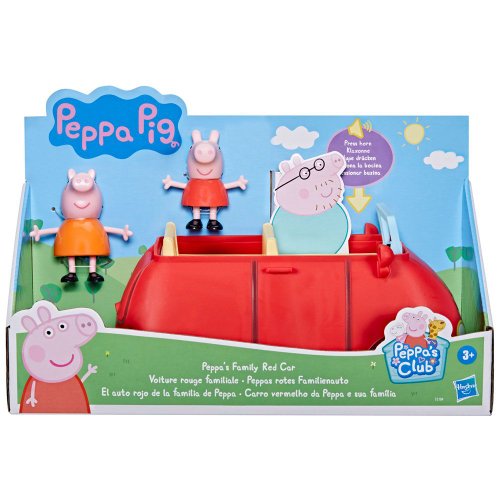 Set de joaca cu 2 figurine hasbro peppa pig masina rosie a familiei