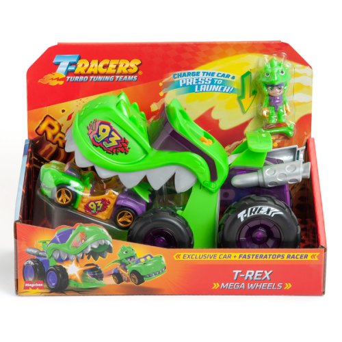 Set de joaca cu masinuta t-racers mega wheel t-rex