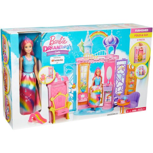 Set de joaca cu papusa barbie si castel mobilat barbie dreamtopia