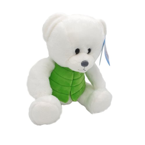 Ursulet alb cu vesta din plus 16 cm