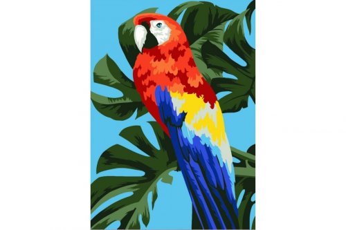 Pictura pe numere - papagal macaw 13 x 16 cm