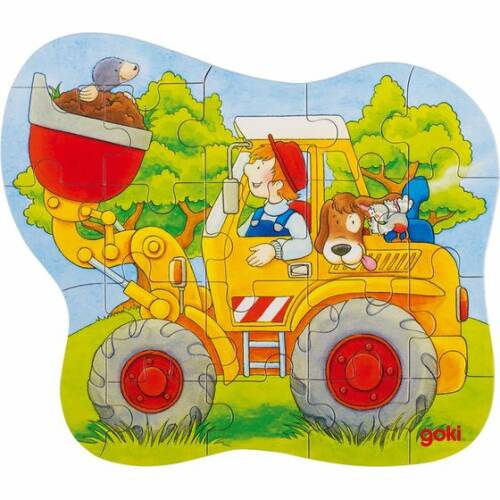 Puzzle contur - tractor. excavator. pompieri