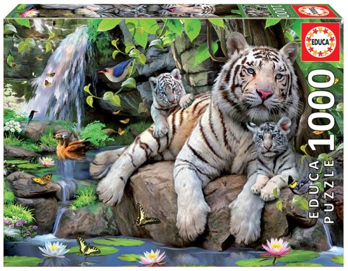 Puzzle cu 1000 de piese - tigri bengalezi albi