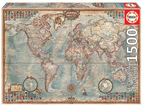 Puzzle cu 1500 de piese - harta politică a lumii