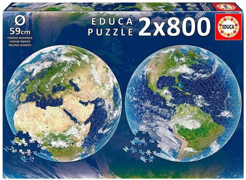 Set de 2 puzzle-uri rotunde cu 800 de piese - planeta pământ