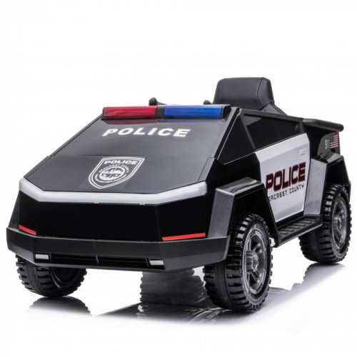 Hollicy Masinuta electrica pentru copii de politie kinderauto bj2102, cu efecte sonore si luminoase, 90w, 12v black white
