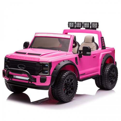 Hollicy Masinuta electrica pentru copii ford super duty f450, 4x4, 180w putere, cu roti moi, scaun tapitat, iluminat ambiental, roz