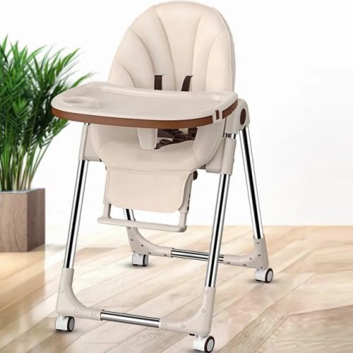 Empria Produs resigilat - scaun de masa bebe, pliabil si ajustabil, luxury, crem