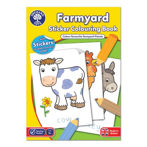Orchard Toys Carte de colorat cu activitati in limba engleza si abtibilduri farmyard