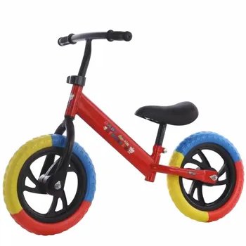 Oem Bicicleta de echilibru fara pedale, bicicleta incepatori pentru copii intre 2 si 5 ani, rosie cu roti in 3 culori