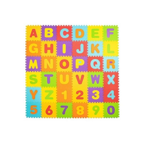 Covor spuma ptr copii, eva multicolor, model alfabet si numere, 172x172x1cm, springos