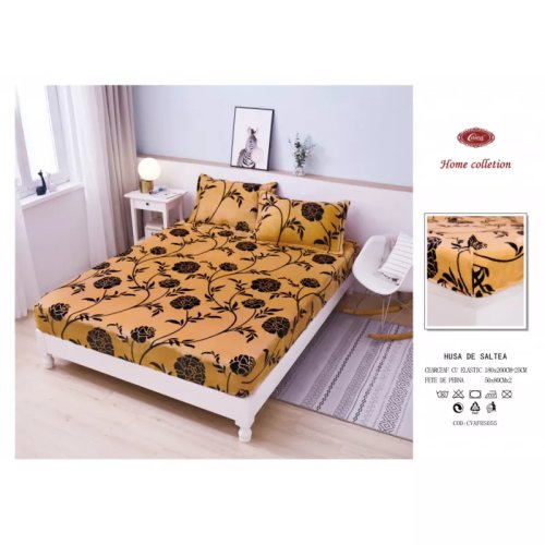 Husa de pat cocolino cu elastic + 2 fete de perna pentru pat dublu - fhs055