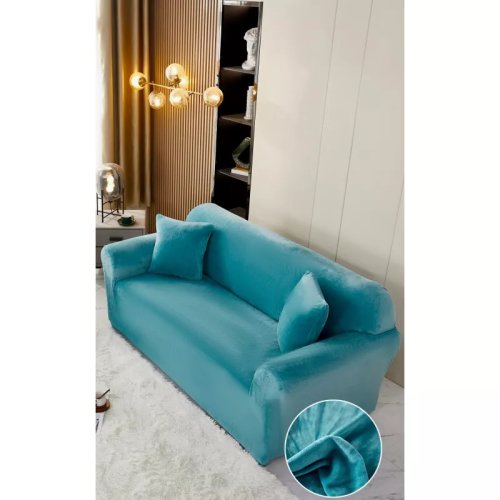 Inovius Husa elastica din catifea pentru canapea 2 locuri + fata de perna-lj334