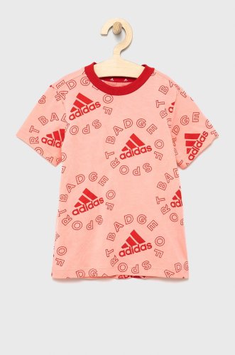 Adidas performance tricou de bumbac pentru copii h65794 culoarea roz