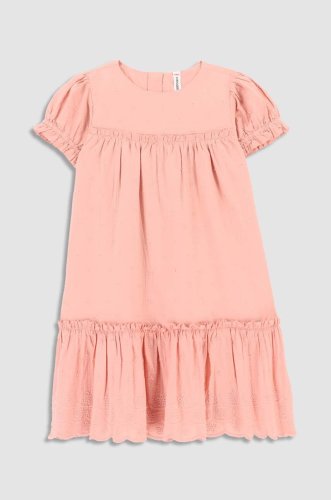 Coccodrillo rochie din bumbac pentru copii culoarea roz, mini, oversize